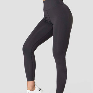 Leggings de yoga taille haute pour femmes, longueur intégrale, en Spandex/coton, sans coutures, extensibles dans quatre directions, couleur unie noire, taille élastique, poches, Econex - Product Image 1
