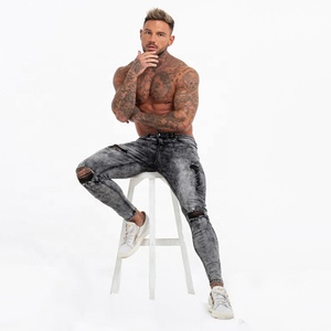Nouveau Jean Homme Skinny Gris Délavé Effet Usé et Déchiré - Product Image 4