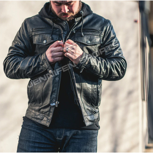 Chaqueta de Cuero Vacuno Genuino para Hombre, Estilo Motero, Cuello Alto, Logotipo Frontal, Transpirable, Personalizable, al Mejor Precio del Mercado - Product Image 5
