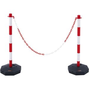 2 Pack regolabile barriera di sicurezza del traffico bianco rosso 8FT catena di avvertimento per la costruzione di parcheggio Base riempibile - Product Image 1