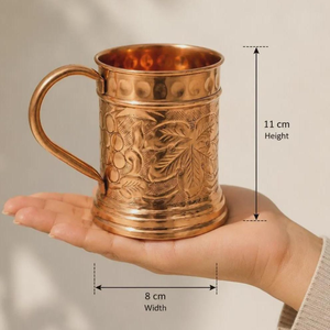 Taza Moscow Mule de Cobre Puro Oriental FAIZA CRAFT con Asa, Diseño Clásico, Ecológica, para Uso en el Hogar y Fiestas - Product Image 4