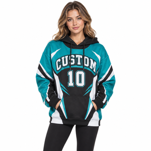 Sudadera con Capucha Personalizada para Mujer, Sudadera con Bloques de Color y Estampado de Letras, Chaqueta con Capucha y Bolsillo para Uso Casual - Product Image 1