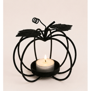 Matte Black Iron Pumpkin Candle Holder for Halloween and Table Decor Wrought Iron Pumpkin Shaped Tealight Stand Low Price - Product Image 3