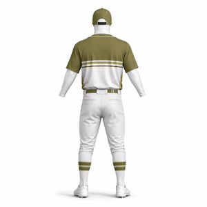 <b>Men</b> Baseball Uniform Set <b>White</b> Olive Green Geometric Print Short Sleeve Jersey <b>Pants</b> Moisture Wicking All Seasons 100Polyester - Product Image 2