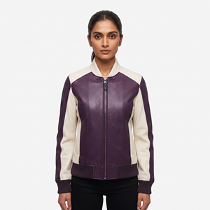 Women PU Leather <b>Zip</b>-<b>Up</b> Crew Neck Bomber <b>Jacket</b> with Front Logo Option Reversible & Eco-Friendly Winter Design - Product Image 6