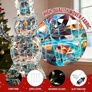 Decorazioni Natalizie Pupazzo di Neve Iridescente da 120 cm, Pre-Illuminato per Esterni, con 100 Luci LED Bianco Caldo, Alberi di Natale - Product Image 5