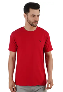 Camiseta Esencial de Cuello Redondo Color Rojo – Mezcla de Algodón Suave de Primera Calidad, Ligera, Informal, Diseñada para Comodidad Durante Todo el Día - Product Image 1