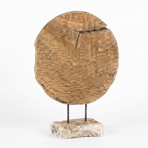 Lumintu Round Stand Handcrafted <b>Wooden</b> Disc Sculpture <b>Rustic</b> Organic Tabletop Decorative Artwork Stand Home Decor Accent Display - Product Image 1