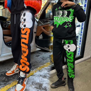 Conjunto de Sudadera con Capucha y Pantalones Deportivos Extra Grandes con Bordado Personalizado OEM, Logotipo Bordado Grueso, Lavado Ácido, para Hombre - Product Image 3