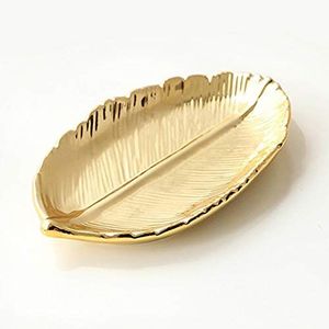 Leaf Shaped Metal <b>Decorative</b> <b>Plate</b> Handmade Polished Gold Finish Glam Design for Table Decoration - Product Image 1