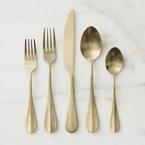 Ensemble de couverts décoratifs de luxe pour table à manger, 5 pièces, en métal moderne, pour hôtel, cuillère, couteau et fourchette, vente en gros - Product Image 2
