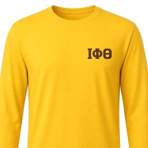 Camiseta de manga larga con cuello redondo para hombre, color dorado, con diseño de letras griegas en el pecho, informal, de algodón, para la universidad - Product Image 3