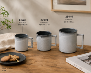 Mug en céramique japonaise RIKIZO 140ml Fabriqué au Japon Motif terrazzo vintage Gris Blanc Tasse à café Poignée carrée Lave-vaisselle Micro-ondes - Product Image 6