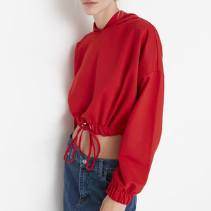 2026 Women's Breathable Fleece Jersey Crop <b>Top</b> Long Sleeve Pullover Hoodie Customizable Back Logo Plain Blank Autumn/<b>Winter</b> <b>Top</b> - Product Image 2
