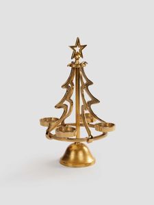 Luxury Gold Christmas <b>Tree</b> Candle <b>Stand</b> with Glass Tealight Holder for Table Centerpiece Holiday Decoration - Product Image 4