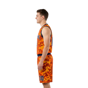 Conjunto de Uniforme de Baloncesto con Diseño de Píxeles para Hombre, Camiseta sin Mangas con Cuello en V, Secado Rápido, Absorbe la Humedad, 100% Poliéster, Corte Holgado - Product Image 5