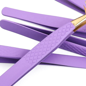 Premium Purple Stainless Steel Eyelash Tweezers Set <b>Precision</b> Tip For Lash Extension <b>Tools</b> at Competitive Prices - Product Image 2