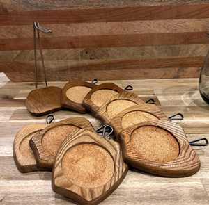Sous-verres en bois en forme de pomme avec insert en liège, tapis résistants à la chaleur pour la décoration de table, design rétro, forme irrégulière, lot de 6 - Product Image 4