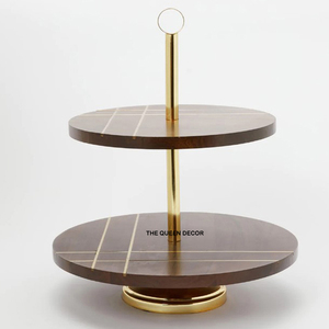 อุปกรณ์ทำเค้ก ขาตั้งเค้กโลหะสแตนเลสขัดเงา 2 ชั้น สำหรับใส่เรซิ่นอีพ็อกซี่ งานวันเกิด จานใส่ขนมหวาน - Product Image 3