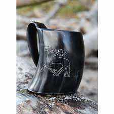 Mug artisanal en corne de buffle polie avec poignée, tasse à boire en corne de buffle pour hommes, authentique mug nordique pour la décoration de fêtes à la maison - Product Image 2