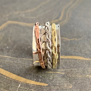 Everyday Wear Three Band Style 925 Silver Unisex <b>Spinner</b> <b>Ring</b> 9.4 Grams Manufactured By Jaipur Silver - Product Image 2