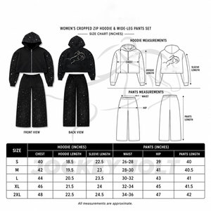 Custom unisex Black Rhinestone Cropped Zip Up Hoodie Wide Leg Tracksuit Set <b>Sparkle</b> Fleece <b>Jacket</b> Wide Leg Pants Outfit - Product Image 5