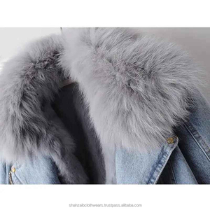 <b>Top</b> Quality Fashion Women <b>Fur</b> Denim Jacket 100%Cotton Jackets For women Cropped - Product Image 5
