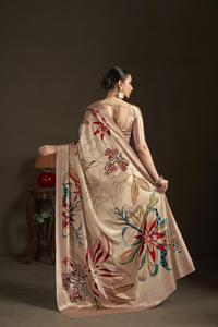 Sari prêt-à-porter haut de gamme avec chemisier cousu, en crêpe de soie à imprimé numérique floral, sari indien, vente en gros, exportation - Product Image 5