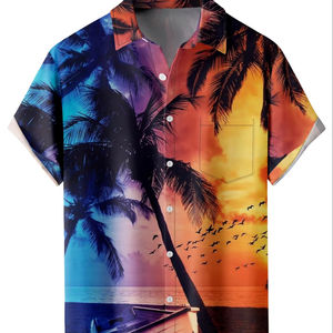 เสื้อฮาวายผ้าคอตตอนผสมโพลีเอสเตอร์ ระบายอากาศได้ดี เหมาะสำหรับชายหาดและกิจกรรมกลางแจ้ง เสื้อยืดฤดูร้อนสำหรับผู้ชาย - Product Image 1