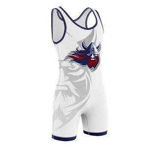 Maillot de lutte ajusté unisexe pour adulte, 100 % polyester épais, avec logo frontal, idéal pour l'entraînement d'équipe - Product Image 1