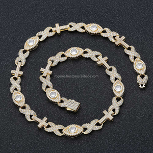 Customizable 18K Yellow Gold Miami Cuban Link Necklace <b>Rope</b> <b>Chain</b> VVS Moissanite Bezel Setting for Certified Unisex Gift - Product Image 2