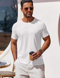 T-shirt à manches longues pour homme, blanc uni, col rond, décontracté, respirant, 100% coton, écologique - Product Image 3