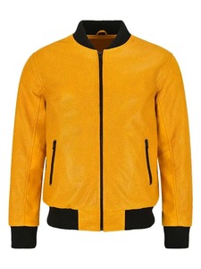 เสื้อแจ็คเก็ตบอมเบอร์สีเหลืองแบบมีรูระบายอากาศสำหรับผู้ชาย - Product Image 1