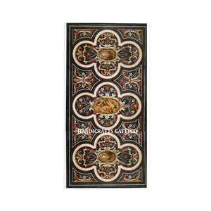 Hermosa Mesa de Comedor Hecha a Mano con Incrustaciones de Mármol Negro en Forma Rectangular con Diseño de Incrustaciones de Flores Utilizada en Hoteles de Lujo - Product Image 5