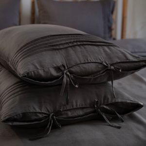 Parure de lit 100 % Tencel en viscose lavée, haute qualité, 300 fils, 4 pièces (2 taies d'oreiller, housse de couette, drap-housse) OEM ODM - Product Image 4