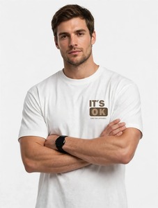 T-shirt bianca a maniche corte <span class=keywords><strong>da</strong></span> <span class=keywords><strong>uomo</strong></span> di Oneten Apparel con stampa It's Ok Sign e scollo a O - Product Image 5