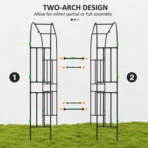 Arche de jardin en métal de 2,4 m de haut avec treillis de support pour plantes grimpantes (concombres et autres plantes) – Idéale pour clôtures et portails de jardin - Product Image 4