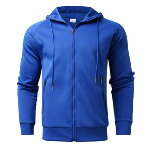 Ensemble de survêtement bleu à capuche pour homme, avec fermeture éclair intégrale, poches, manches longues, sweat-shirt et pantalon décontractés, couleur unie, pour l'automne - Product Image 3