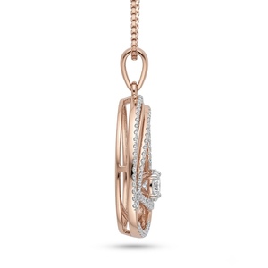 Pendentif et breloques en or rose 9 carats pour femme avec diamant naturel taille brillant rond, luxe pour tous les jours, clarté H Si1, certifié GGL - Product Image 3