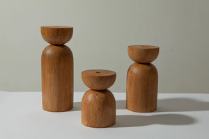 Wooden <b>Candle</b> Holder Set: Scandinavian Rustic Wood <b>Candle</b> Stand By B H Brothers - Product Image 5