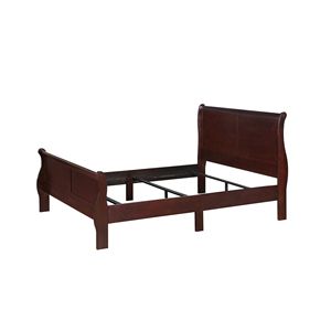Letto a slitta matrimoniale in legno massello Luigi Filippo, finitura ciliegio marrone, per camera da letto - Product Image 3