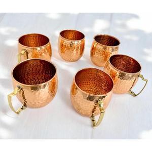100% Copper Moscow Mule <b>Mugs</b> & Cups <b>Set</b> <b>of</b> 6 With Brass Handle Hammered Design Household Party Event Drinking Use Beer <b>Mug</b> <b>Set</b> - Product Image 6