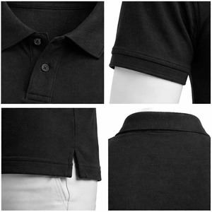 เสื้อโปโลผู้ชายสีดำล้วน แขนสั้น ผ้าปิเก้ คอตตอน ระบายอากาศได้ดี สวมใส่สบาย เหมาะสำหรับกอล์ฟ ชุดยูนิฟอร์ม เสื้อโปโลพื้นฐาน ขายส่ง - Product Image 4