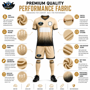 Uniforme de Fútbol Personalizable con Estampado, Pantalones Cortos de Poliéster 100%, Color Beige Premium, Manga Corta para Entrenamiento, Personalizado - Product Image 3