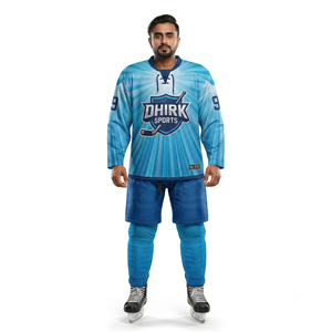 OEM Custom Sunburst Pattern Team Name Ice Hockey Jersey 100% Polyester <b>Lace</b>-up V-Neck Uniform Mens Hockey Shirt - Product Image 1