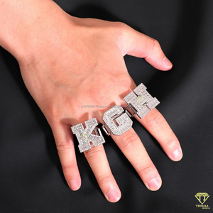 Hip Hop " KGH " Initial Rings With Moissanite Diamond Luxury Bling Jewelry For Streetwear Style - Product Image 1