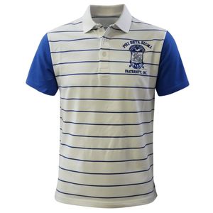 Camiseta Polo Phi Beta Sigma, Azul y Blanca a Rayas, Camisa de Fraternidad Griega, Camiseta Polo Informal, Elegante y Transpirable de Manga Corta para Hombre - Product Image 1