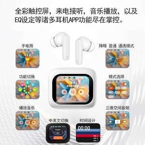 Audífonos TWS T9 Bluetooth 5.4 con Gancho para la Oreja, Cancelación de Ruido ANC ENC, Pantalla Táctil a Todo Color, Estuche Inteligente, Audífonos Inalámbricos - Product Image 5