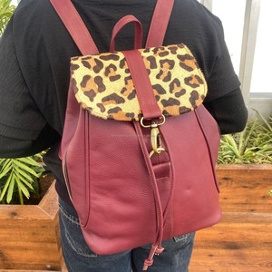 Nouveau design tendance sac à dos à cordon extérieur en cuir véritable pour garçons filles sac à dos en cuir de vachette imprimé léopard de luxe de haute qualité - Product Image 3