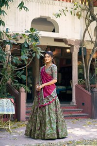 Beautiful Gilded Motif Foil Printed Wedding Dress Party Wear Lehenga Choli & Dupatta lehenga that shines with luxury - Product Image 3